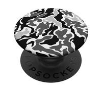 Camouflage Sauvagine Chasse Vintage Noir Blanc Gris Camouflage PopSockets PopGrip Adhésif