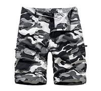 Camouflage Short Cargo de Randonnée Homme Short de Travail Tactique en Plein Air à Séchage Rapide Décontracté Extensible Léger avec Plusieurs Poches La Pêche, Les Voyages