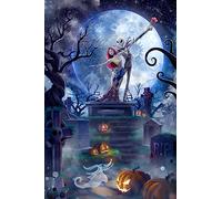 CAMOYAI Kit de peinture diamant d'Halloween à faire soi-même pour adultes, kit complet de perceuse rond L'Étrange Noël de monsieur Jack - Kit d'art diamant pour Halloween, peinture d'art de gemme,