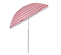 Camp Active Parasol de Jardin Exterieur - Protection Solaire Pour Plage et Balcon - Ombrelle avec Pointe ⌀170 x 200 cm - Rayé Rosé/Blanc
