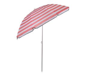 Camp Active Parasol de Jardin Exterieur - Protection Solaire Pour Plage et Balcon - Ombrelle avec Pointe ⌀170 x 200 cm - Rayé Rosé/Blanc