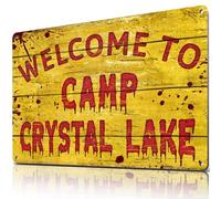 Camp Crystal Lake Plaque Métal Résistant Aux Uv Metal Tin Sign Humour Plaques En Tôle Pour Toilette Salle De Bain Atelier Restaurant 20X30Cm