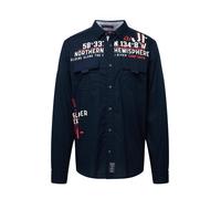 CAMP DAVID Chemise 'Alaska Ice Tour' bleu nuit / rouge orangé / blanc, Taille S