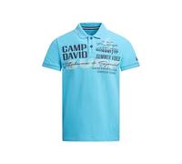 Camp David Polo piqué à manches courtes pour homme avec illustrations et détails imprimés bouffants, 100 % coton, coupe droite