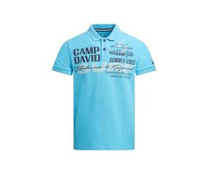 Camp David Polo piqué à manches courtes pour homme avec illustrations et détails imprimés bouffants, 100 % coton, coupe droite