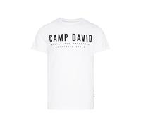 Camp David T-shirt avec logo basique pour homme, col rond, 100 % coton, coupe régulière, plusieurs couleurs, Couleur : blanc, M
