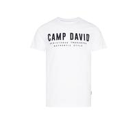 Camp David T-shirt avec logo basique pour homme, col rond, 100 % coton, coupe régulière, plusieurs couleurs, Couleur : blanc, M