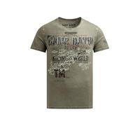 Camp David T-shirt pour homme au look usé avec imprimés craquelés, Kaki vintage., 3XL