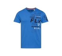 Camp David T-shirt pour homme avec col en V et étiquettes imprimées, Pacific Blue., M