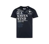 Camp David T-shirt pour homme avec col en V et imprimés Wording, bleu marine, XL