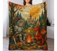 Camp du Dragon Enfant Chevalier Plaid Doux en Flanelle pour Canapé et Lit | Plaid Léger de Lit avec Aventure livre contes, pour bureau, canapé et détente paisible, 138x175cm(55x70in)