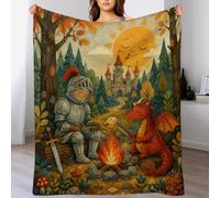 Camp du Dragon Enfant Chevalier Plaid Doux en Flanelle pour Canapé et Lit | Plaid Léger de Lit avec Aventure livre contes, pour bureau, canapé et détente paisible, 130x175cm(50x70in)