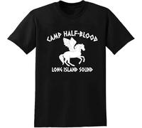 Camp Half Blood Long Island Sound T Shirt Greek Mythology Pegasus Percy Jackson Tee Men's Clothing Black XXL