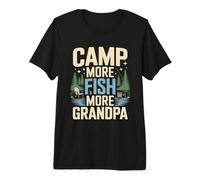 Camp More Fish More Grandpa Camping Pêche T-Shirt Haut de Gamme