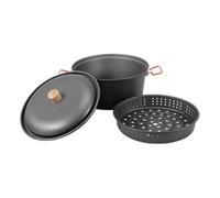 Camp Pot - Ensemble de cuisine d'expédition de 7,5 L, bouilloire à vapeur à haut volume, batterie de cuisine durable à feu ouvert, cuisinière en milieu sauvage facile à transporter | Solution compacte