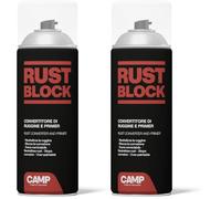 CAMP Rust Block Convertisseur de Rouille avec Apprêt Spray - Convertit et Bloque la Rouille, Protecteur, laisse la Surface Prête À Être Peinte,150ml (Lot de 2)