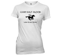 Camp T-shirt humoristique avec inscription « Camp Half Blood » pour femme - Blanc - Small