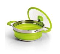 Camp4 Casserole pliable en silicone, 20 x 30 x 3,5/8,5 cm, citron vert, avec couvercle en verre