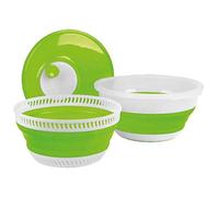 Camp4 Essoreuse à salade, pliable, vert citron et blanc, avec couvercle, passoire et bol