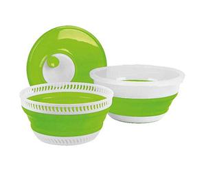 Camp4 Essoreuse à salade, pliable, vert citron et blanc, avec couvercle, passoire et bol