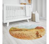 Campagne Champ de blé Rond Tapis Abstrait Montagne Ferme Tapis Ultra Doux antidérapant Mince pour Salon Cuisine 80cm