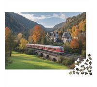 Campagne d'automnePuzzles 1000 Pièces pour Adultes, Passenger Train Old Stone Pontjeux Éducatifs, Décoration D'intérieur52x38cm/1000pcs