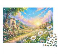 Campagne Fleurs Lever 1000pcs pour Adultes Mini Puzzle Difficile | 52x38cm Carton Décor Salon Structure Durable Cadeau Anniversaire Relaxation