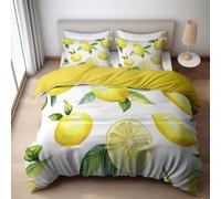 Campagne Jaune Moisson Housse de Couette 220x240 cm, Aquarelle Fruit Citron Parures de Lit Enfants - Douce et Confortable Microfibre Brossée Housse de Couette Impression 3D avec Taie d'oreiller