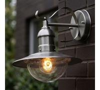 Lampe d'extérieur en acier inoxydable applique extérieure E27 lampe de patio extérieur applique murale argent, plastique, 1x douille E27, L x H x P 24 x 25,6 x 27,2 cm