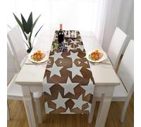 Campagne Vintage Chemin de Table Deco Bapteme Garcon, Étoile Pentagramme Lavable Décoration de Table Cuisine Table Couverture Intérieur Anniversaire Mariage Vacances Fête Décor 32 x 275 cm