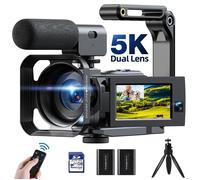 Campark Caméscopes 5K+1080P Caméra Vidéo 56MP Double Objectif 3"" Écran Tactile 16X Zoom