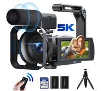 Campark Caméscopes 5k Caméra Vidéo Vlog Full HD 56MP 3"" écran Tactile 16X Zoom Numérique IR Vision Nocturne avec 2 Piles