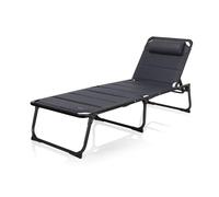 Campart BE-0665 Chaise longue/Chaise de jardin Ancona, avec repose-tête, réglable en 5 positions, Taille unique, Détente, Aluminium, Bleu foncé