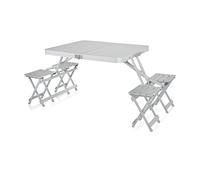 Campart table de camping pliable Arkansas - 4 chaises intégrées - Résistante aux intempéries - Pliable format valise