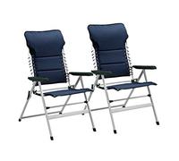 Campart Travel CH-0592 Novara Lot de 2 chaises de camping réglables en 7 positions Bleu marine Hauteur d'assise 50 cm