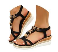 camper sandales femme Sandales Femmes Été Compensées Espadrille Chaussures AntidéRapantes Respirantes et Nu-Pieds BohêMe Bout Ouvert avec Talon Plateforme Semi Trailer chaussures orthopediques femmes