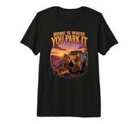 Camper Van Home est l'endroit où Vous Le garez Camping en Camping-Car T-Shirt Haut de Gamme