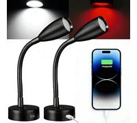 CamperXlite 2 Pièces Lampe de Lecture 12V Camping-Car, Dimmable Cou de l'oie Spot 24v LED avec Type-C 20W pour Motorhome Caravane Batea Van Voiture Camion Bus Yacht (Noir, 4000K)