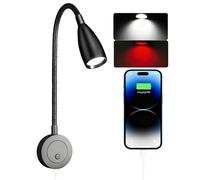 camperxlite 2W Lampe de Lecture 12V Camping-Car, 4000K Dimmable Cou de l'oie Spot 24volt LED avec USB-C 20W pour Caravane Bateau Van Voiture Camion Bus Yacht (Noir, 1 Pièce)