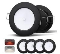 camperxlite 4 pièces 12V Spot Led Encastrable Camping-car 2,5W 76mm Plafonnier Encastré, Rond Plafond Extra Plat Pour Bateau Van Salle de bain Cuisine, Dimmable Corps en Aluminium,Noir, blanc froid