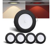 camperxlite 4 pièces 12V Spot Led Encastrable Camping-car 2,5W 76mm Plafonnier Encastré, Rond Plafond Extra Plat Pour Bateau Van Salle de bain Cuisine, Dimmable Corps en Aluminium,Noir, blanc chaud