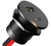 CamperXlite Aluminium Prise USB C 12V pour Camping-Car, Double Port Chargeur PD 30W & QC 18W Prise de Chargeur de Voiture, Montage Encastré pour Caravane Bateaux Remorque Truck Van Camion 1 Pièce