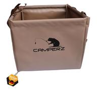 CAMPERZ Bassine pliable pour sports de pêche en tissu de bâche durable et respectueux de l'environnement - Bassine peu encombrante pour la pêche - 20 litres (marron, 20 l)