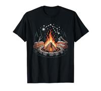 Campeur d'hiver Lac Gele Silhouette De Montagne Camping par T-Shirt
