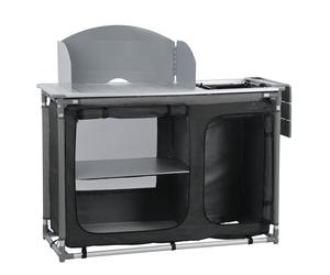 CampFeuer Armoire de camping | Cuisine de camping avec structure en aluminium | Protection anti-éclaboussures et lavabo | 117 cm x 50 cm x 109,5 cm | Étagère de camping, armoire de camping pliable