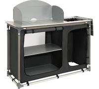CampFeuer Armoire de camping | Cuisine de camping avec structure en aluminium | Protection anti-éclaboussures et lavabo | 117 cm x 50 cm x 111 cm | Étagère de camping, armoire de camping pliable,