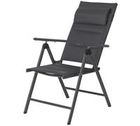 CampFeuer Chaise de camping pliable avec dossier réglable - Anthracite - Avec repose-tête amovible - Chaise de jardin pliable - Chaise de jardin à dossier haut réglable - Meubles de balcon