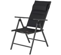 CampFeuer Chaise de camping pliable avec dossier réglable - Noir - Avec repose-tête amovible - Chaise de jardin pliable - Chaise de jardin à dossier haut réglable - Meubles de balcon