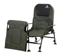 CampFeuer Chaise de pêche 2 en 1 - Vert sapin/noir - Hauteur réglable - Chaise de camping et de pêche pliable - Chaise de voyage pour camping, tente, pêche - Chaise de pêche pliable