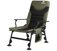 CampFeuer Chaise de pêche pliable à hauteur réglable, chaise de camping et de voyage d'extérieur pour camping, tente, pêche, sans bras, polyester, vert mousse/noir